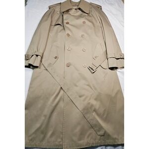 London Fog Townel Double Breasted Beige Trench Coat Men's 40 Reg. W Liner/Collar